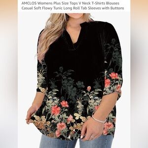 Black Floral Women's V-Neck Top